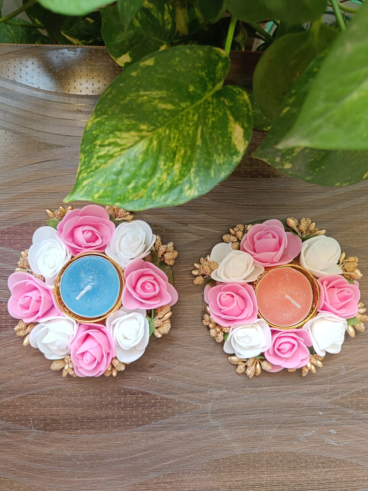 flower tealight candle holder – Handmade by Shubh Shringaar, Ghaziabad