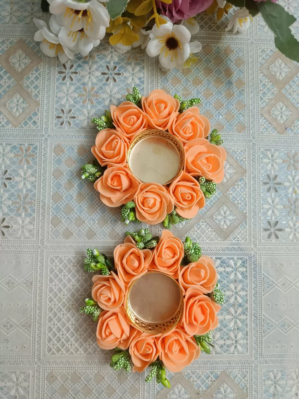 flower tealight candle holder – photo 2 – Handmade by Shubh Shringaar