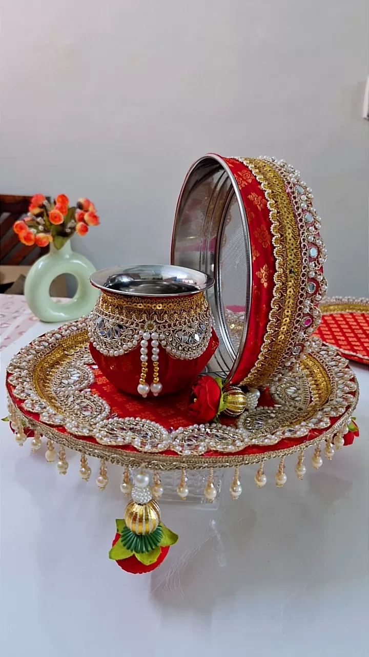 Karwachauth puja thali – photo 2 – Handmade by Shubh Shringaar