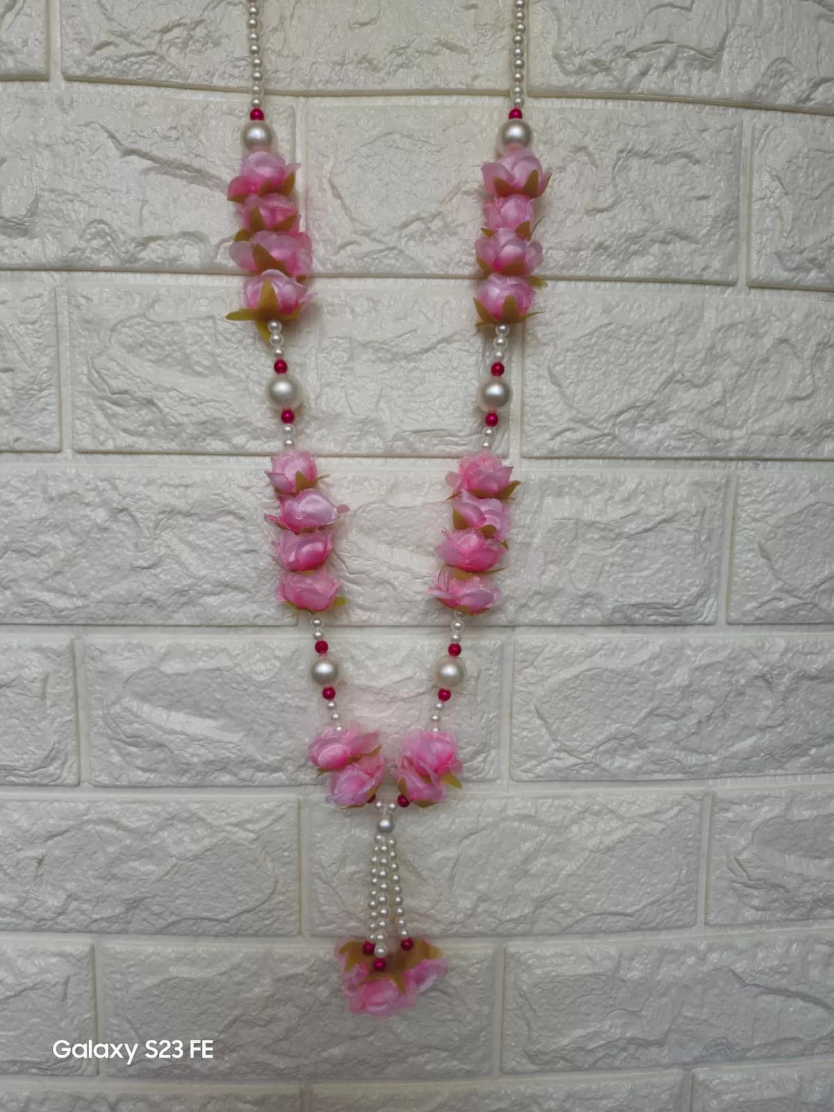 White pink mala – Handmade by Shubh Shringaar, Ghaziabad